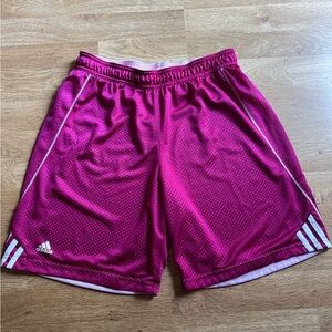 Adidas Pink Athletic Shorts with Signature Stripes